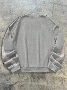 AXEPEAK Men's Loose Fit Knit Long Sleeve Pullover Sweatshirt, Streetwear Style, For Fall, Winter - Light Grey - View 2