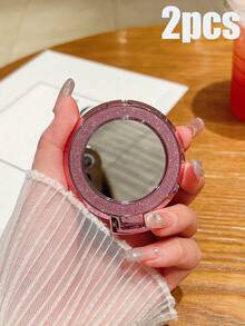 SHEIN 1 pièce Support magnétique pour téléphone portable, autocollant magnétique pour téléphone portable, support tout-en-un, miroir, papillon pailleté