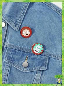 Rick and Morty X SHEIN Funny Cartoon Pattern Gold Chain Collar Clips - Multicolor - View 3