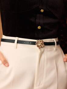 MOTF PREMIUM GOLD ROSE METAL DETAIL PU LEATHER BELT - Black - View 4