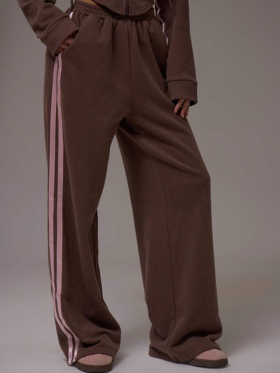 Wide Leg Contrast Side Seam Joggers Casual Airport Loungewear Back To School Pants Sweatpants Spring Summer Holiday