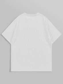 ROMWE MEN Street Life 男式哥特式图案印花短袖T恤，夏季，万圣节 - 白色 - 查看 2