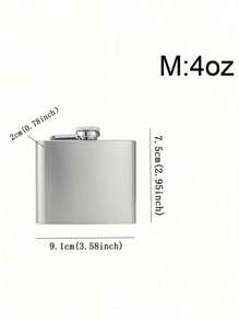 1pc Silver Stainless Steel Outdoor Camping Portable Hip Flask For Liquor