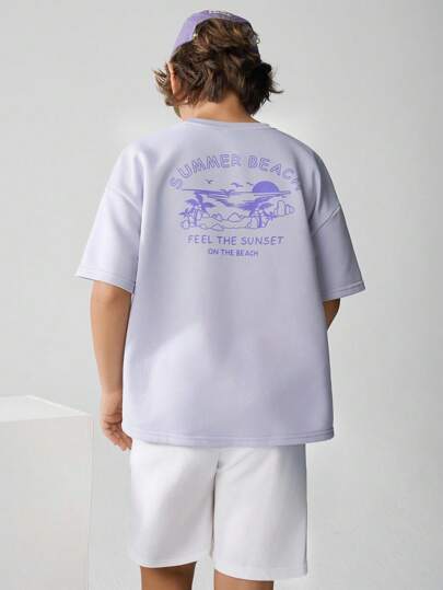 JNSQ Back To School Casual Street Style Graphic Print Sweatshirts & T-Shirts For Tween Girls And Boys, Loose Fit, Japanese Inspired, Suitable For Early Autumn Daily Wear, Outdoor Activities, Vacation, Street Style, Party And Leisure
