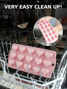 SHEIN Basic living 1pc Heart Shaped Candy Mold, Pink Silicone Heart Chocolate Mold For Baking - Pink - View 8