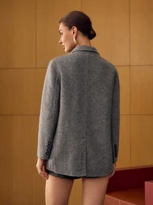 MOTF PREMIUM WOOL DOUBLE BREASTED OVERCOAT - Light Grey - View 4