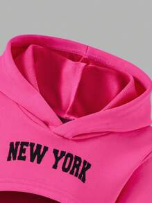 女童连帽卫衣，内置吊带背心，搭配阔腿裤，时尚百搭，简约风格 - 粉色 - 查看 8