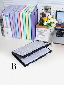 SHEIN Random 1 PC Large Capacity File Organizer - Personalized A4 Size, Board Clip, Storage Function 2 In 1 Study Material Organizer - Ultimate Organization And Information Book Classification - Office Desk Accessories For Subject Management
