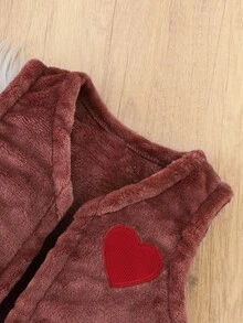SHEIN Bộ 2 món áo len cardigan mềm mại thêu hình trái tim màu xanh lá cây phong cách Giáng sinh cho bé gái mùa thu/đông, họa tiết Giáng sinh, thiết kế đơn giản, thích hợp mặc hàng ngày và mặc thường ngày - Nhiều màu - Xem 5