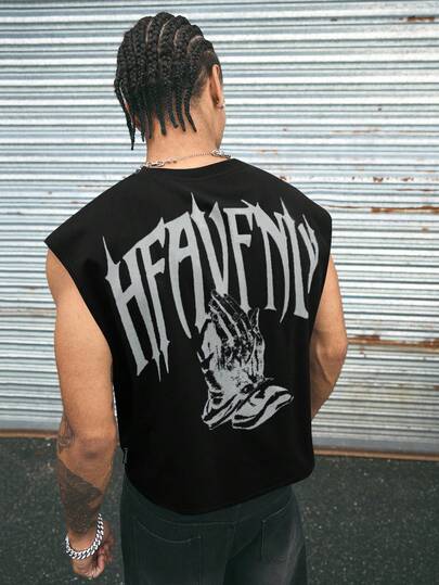 AXEPEAK 各种尺寸街头服饰图案印花圆领男式背心，2000 年代风格