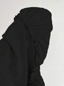 Elamini 女士休闲吊带背心，饰有荷叶边和前褶 - 黑色 - 查看 7