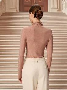 SHEIN Unity 女士针织紧身衣，修身剪裁，优雅迷人，奢华优雅风格，适合夏秋季节 - 藕粉色 - 查看 2