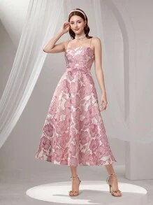 Poshira Women's Formal Ballroom Dress (Heavily Embellished),Graduation Gift Graduation Dress, Women's Fashion Formal Dress, Suspender Summer Dress For Women, Party Dress, Prom Dress - Pink - View 3