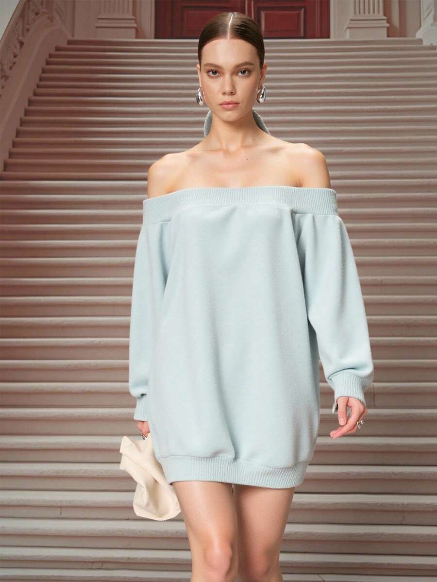 Franclia Fall Women Clothes,Women's Woven Autumn And Winter One Shoulder Long Sleeved Fashionable Loose Casual Versatile Regular Hoodie,Back To School Outfits Women Pullover - Light Grey - View 1