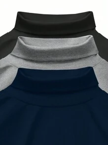 SHEIN LUNE 3件套女士休闲纯色简约高领背心套装 - 彩色 - 查看 3