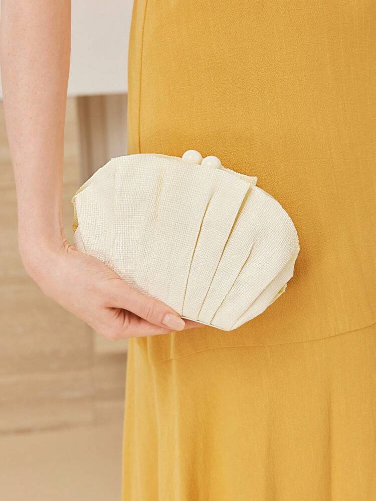 RUCHED CLUTCH BAG WITH CHAIN