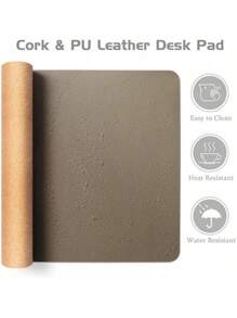 SHEIN 1pc DualSided Desk Mat Leather Cork Desk Protector Large Mouse Pad Writing Pad For Office Home Coffee - Multicolor - View 3
