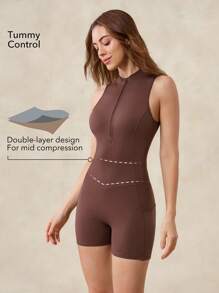 OutZeal جمبسوت رياضية نسائية مريحة ومضادة للعرق مع سحاب أمامي وظهر مفتوح للاستخدام اليومي والكاجوال