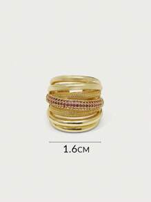 Glisma 18K Gold-Plated 1pc Pearl/Mother Of Pearl, Metallic, Rhinestone Encrusted Open Ring, Elegant, Cute, Luxury For Party, Casual, Concert/Festival, Night Club, Wedding, Holiday, Vacation, Camping, Y2K/For Mom/Women/Girl, Fall/Autumn/Winter/Festival/Holiday/Vacation/Old Money/Halloween