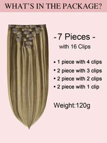 Extensiones de cabello humano brasileño liso con clip, color piano 4/27#, extensiones con clip de cabello Remy de 14-20 pulgadas para mujeres - S4/27 - Ver 3
