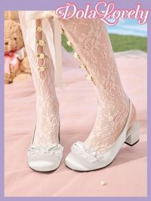 Dola Lovely Bowknot Decor French Mary Jane Elegant High Heel Shoes