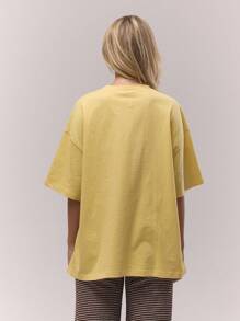 MUSERA 柔软宽松圆领T恤，休闲度假秋季优雅之选。适合节日、舒适春夏、节日庆典等场合。 - 黃色 - 查看 3