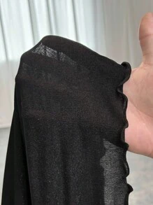 SHEIN EZwear Plus Solid Asymmetrical Hem Crop Tee - Black - View 7