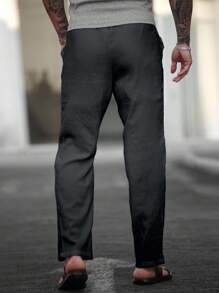 Manfinity Homme Men's Casual Solid Color Tapered Pants - Dark Grey - View 2