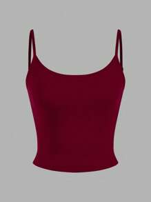 SHEIN EZwear 4pcs Women's Tight Fitted Cropped Casual Tank Tops, Black, Burgundy, Nude, Apricot, Suitable For Summer - Multicolor - View 9
