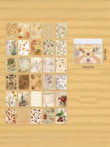 SHEIN 60 张复古主题便笺纸，高容量剪贴簿纸，具有多种复古内容，适用于子弹日记本， - 彩色 - 查看 5