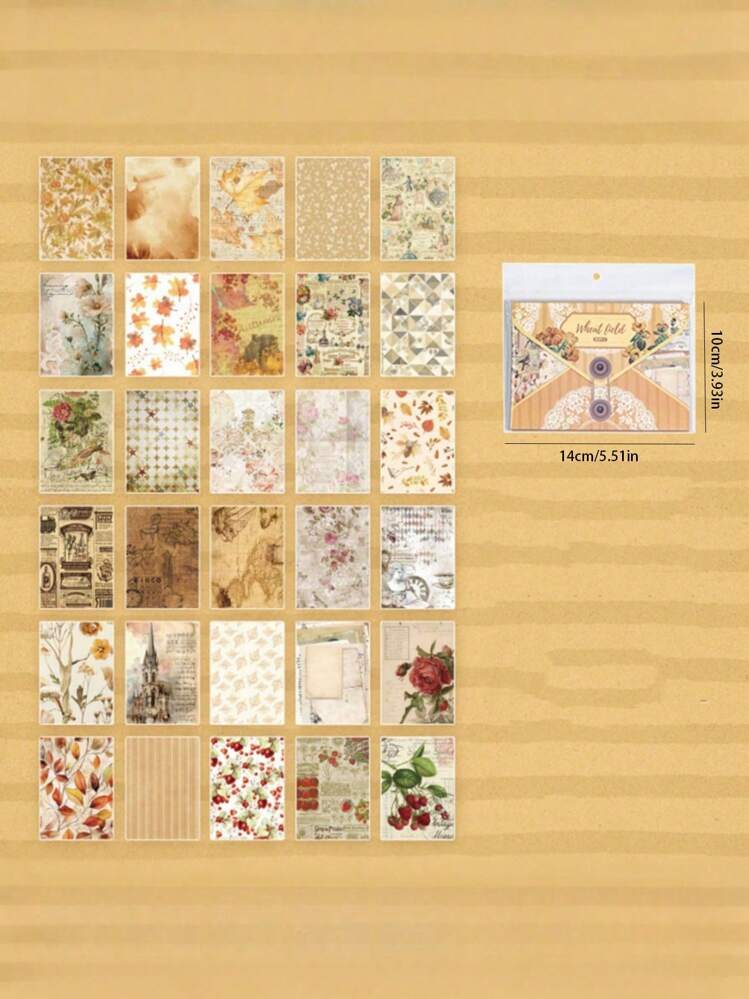 SHEIN 60pcs Vintage Themed Memo Paper Pad, High Capacity Scrapbook Paper With Diverse Retro Content, Suitable For Bullet Journal, - Multicolor - View 5