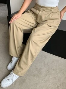 Dazy Plus 加大码宽松纯色灯笼裤，带抽绳下摆，街头风格设计，适合所有季节秋季