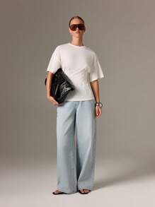 AiiRZ 无缝合身紧身胸衣风格 T 恤，公主线缝线，现代简约设计，现代廓形，优雅精致，基本款必备上衣，四季百搭衣橱必备单品 - 白色 - 查看 3