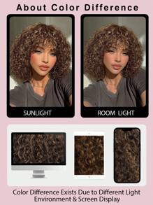 Density Pro Peluca Bob rizada con flequillo, cabello humano, de 12 pulgadas, onda de agua, para llevar, peluca Bob con flequillo, densidad del 250%, degradado de color 4/27, rizos de Jerry - S4/27 - Ver 4