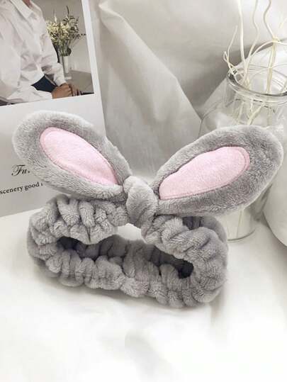 SHEIN 1 st söt kaninörondesign ansiktstvätthuvudband för kvinnor, kan användas för ansiktsbehandlingar eller smink, enkelt hårtillbehör heminredning badrumsdekor höstdekor tillbaka till skolan