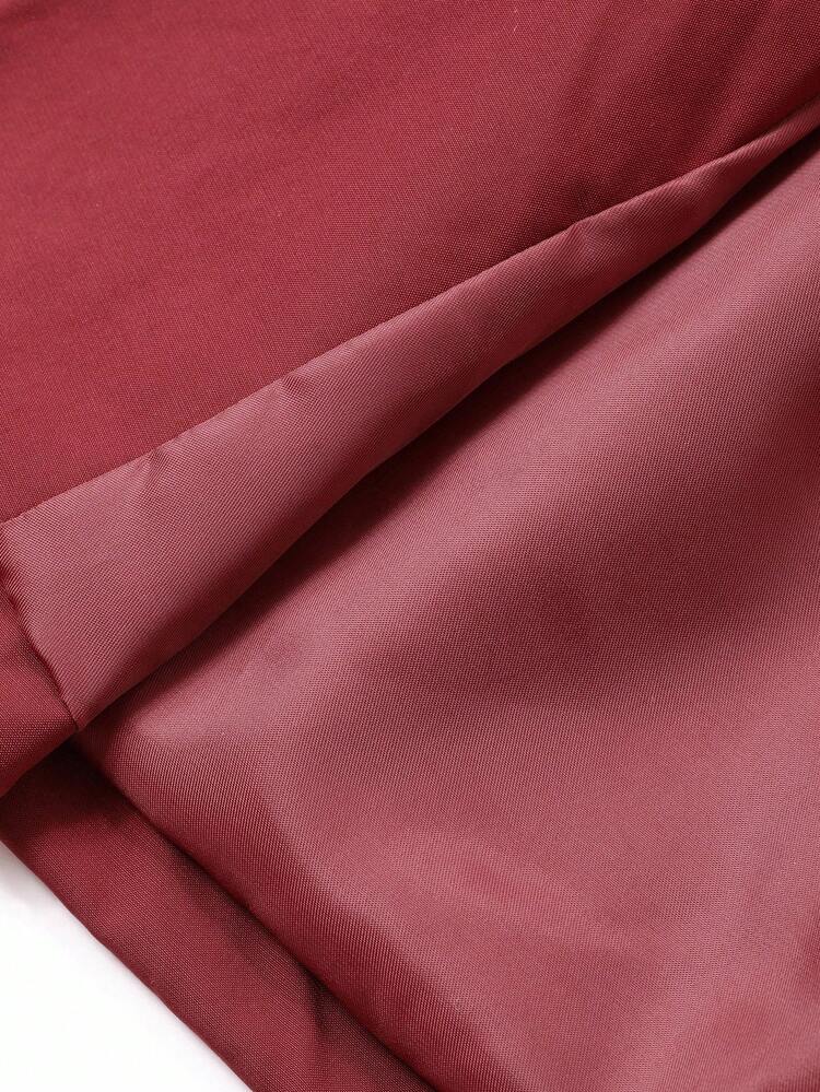 Dazy Plus Christmas Loose Fit Solid Burgundy Hooded Long Sleeve Casual Jacket, Plus Size For Women, Autumn Women Coats