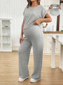 SHEIN ملابس الخريف، ملابس الخريف، ملابس الحمل في فصل الخريف/الشتاء، حمل 2 قطعة مجموعة قميص كاجوال بأكمام خفافيش وبنطلون، مجموعة حمل 2 قطعة، مجموعة نسائية رمادية من قطعتين، مجموعة مريحة من قطعتين، مجموعة ملابس منزلية من قطعتين، مجموعة حمل من قطعتين، مجموعة حمل رمادية مريحة من قطعتين، مجموعة حمل مرنة من قطعتين، مجموعة حمل مريحة، مجموعة حمل مرنة