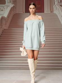 Franclia Fall Women Clothes,Women's Woven Autumn And Winter One Shoulder Long Sleeved Fashionable Loose Casual Versatile Regular Hoodie,Back To School Outfits Women Pullover - Light Grey - View 4