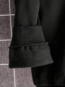 SHEIN 青少年男童鹿角印花长袖保暖休闲卫衣，秋冬季，尺码：卫衣，黑色卫衣，冬季，秋季，黑色上衣，秋季上衣 - 黑色 - 查看 5