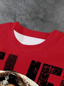 PAVTROS 男士圆领插肩袖字母图案休闲 T 恤，夏季 - 彩色 - 查看 4