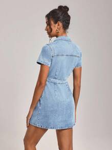 SHEIN Tall Women's Casual Front Button Denim Dress, Summer