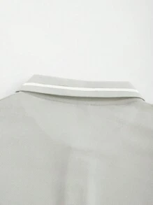 Manfinity Homme Men's Casual Simple Contrast Trim Short Sleeve Polo Shirt - Light Grey - View 6