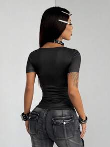 StreetHx Áo thun cổ tròn họa tiết chữ - màu đen - Xem 2