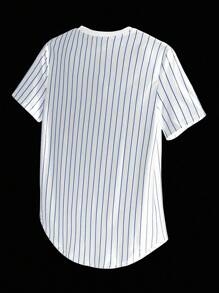 NEON BLANC 男士夏季字母条纹短袖针织圆领休闲T恤 - 藍白色 - 查看 2