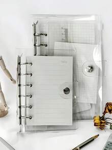SHEIN 1 创意账本，PVC，触感活页本，笔记透明笔记本外壳 - 無色 - 查看 1