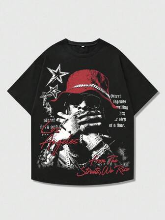 Street Life T-shirt à manches courtes col rond noir grande taille pour femmes