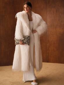 MOTF PREMIUM WATERFALL LONG SLEEVE FAUX FUR COAT - White - View 2