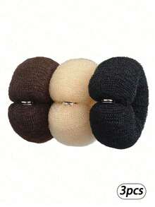 SHEIN Hair Donut Bun Maker, 17cm DIY Hair Foam Circular Mesh Hair Bun Scrunchie, Ballet Hair Bun Maker, Ponytail Holder Accessories Home Bathroom - Multicolor - View 12