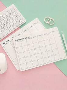 SHEIN 1PC Monthly Planner, Stationery And Gift Wrapping Supplies, Simple Schedule Planner, Sticky Notes, Monthly And Weekly Plans, Tearable Sticky Note Pad, School Supplies, Back-To-School Supplies, Notebook, School Notebook, Aesthetic School Book Monthly Planner Sticky Note Pad Self-Filling Calendar Planner - monthly planner - View 3