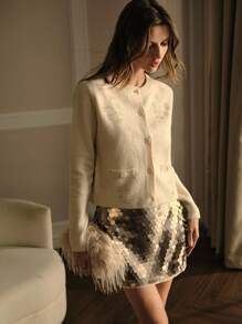 MOTF PREMIUM 珠饰纽扣开衫 - 杏色 - 查看 6